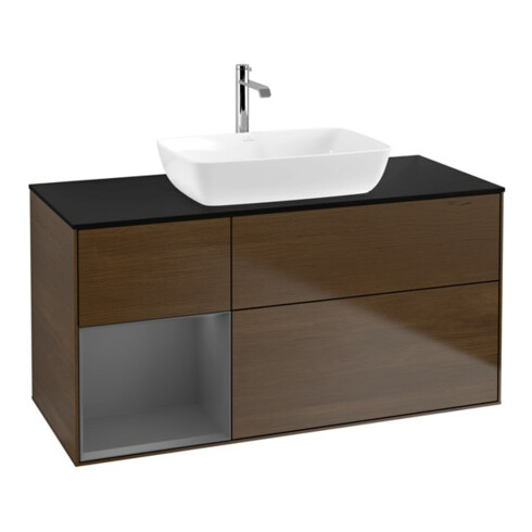 V&B Meuble sous lavabo Finion 120 cm, Pl b m, Rg A m Lac, noyer veinée