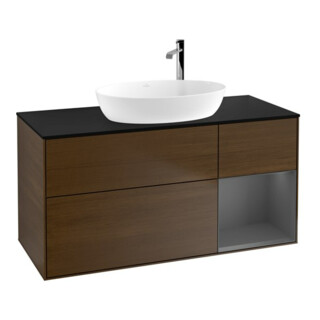 V&B Meuble sous lavabo Finion 120 cm, Pl b m, Rg A m Lac, placage noyer ven
