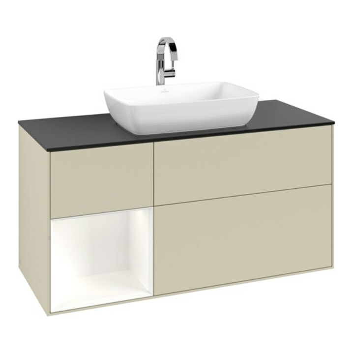 V&B Meuble sous lavabo Finion 120 cm, Pl b m, Rg bl. m Lac, si Gr m Lac