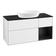 V&B Meuble sous-lavabo Finion 120 cm, Pl b m, Rg bla m Lac, blanc brillant Lac