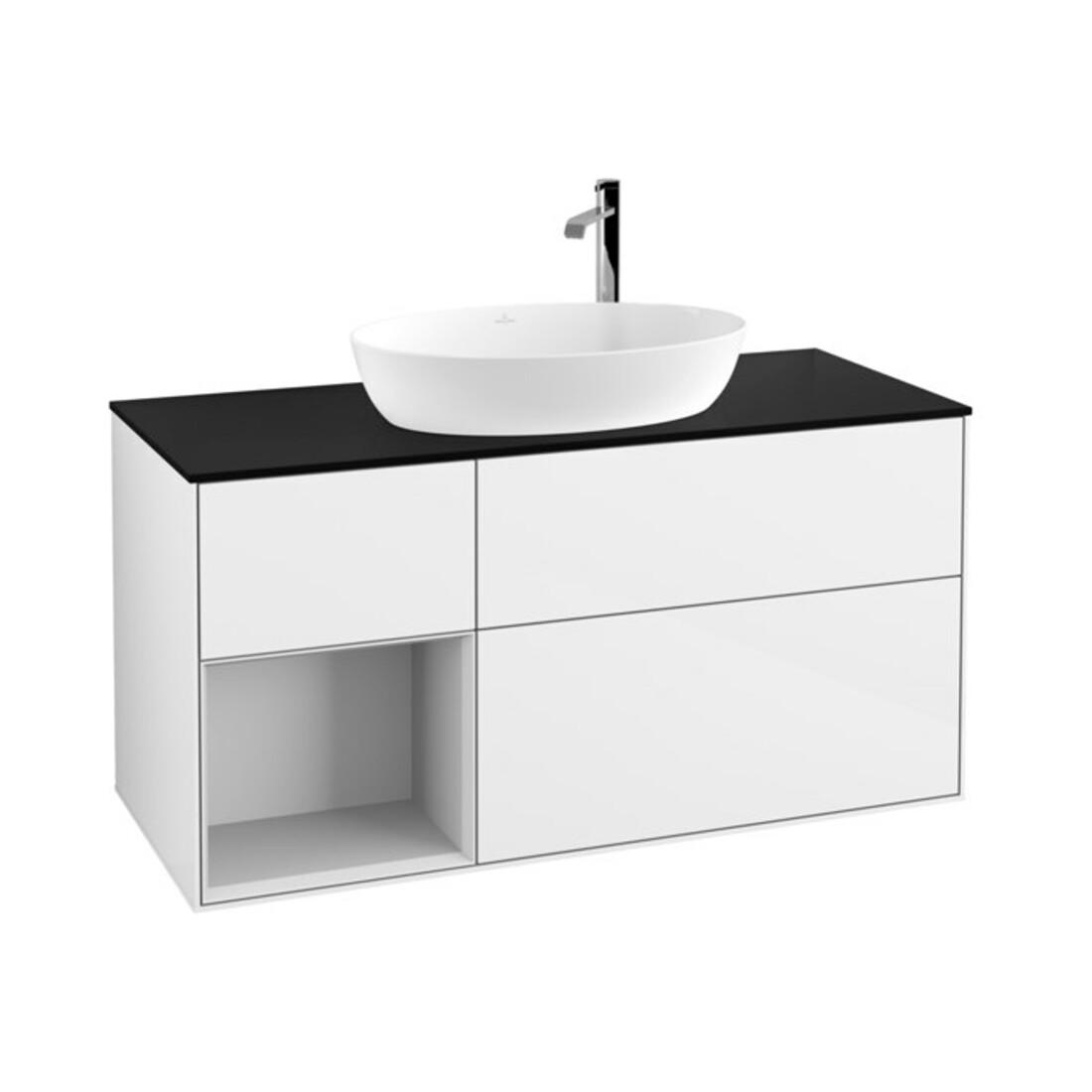 V&B Meuble sous-lavabo Finion 120 cm, Pl b m, Rg blc m laq, glblc laq