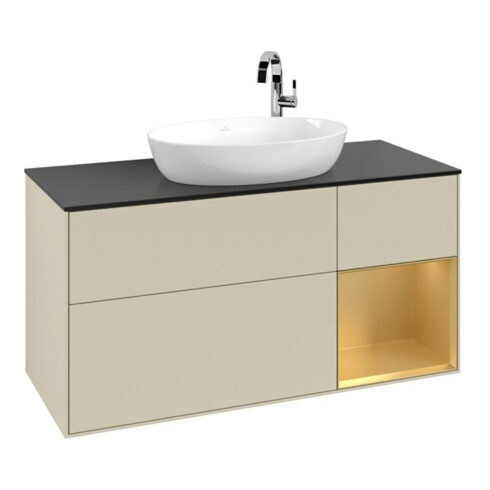 V&B Meuble sous-lavabo Finion 120 cm, Pl b m, Rg doré m Lac, si Gr m Lac
