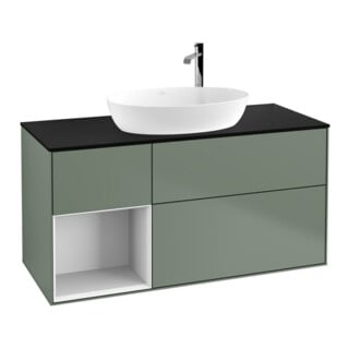 V&B Meuble sous lavabo Finion 120 cm, Pl b m, Rg g blanc laqué, huile m laqué