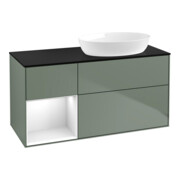 V&B Meuble sous lavabo Finion 120 cm, Pl b m, Rg g blc laqué, Oli. m laqué