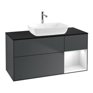 V&B Meuble sous-lavabo Finion 120 cm, Pl b m, Rg g w Lac, md bl. m Lac