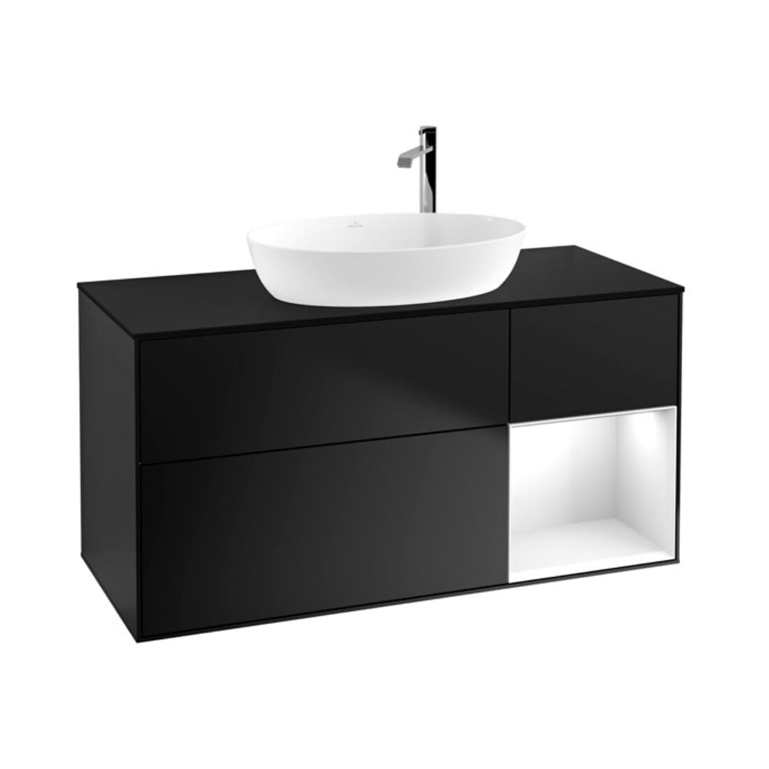 V&B Meuble sous lavabo Finion 120 cm, Pl b m, Rg glo wh. Lac, bla m Lac