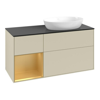 V&B Meuble sous lavabo Finion 120 cm, Pl b m, Rg gol m Lac, si Gr m Lac