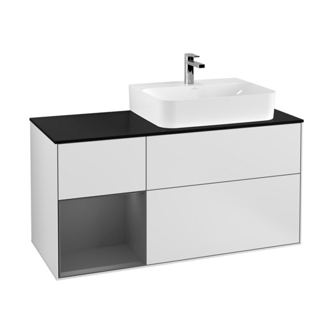 V&B Meuble sous lavabo Finion 120 cm, Pl b m, Rg l A m, blanc m Lac
