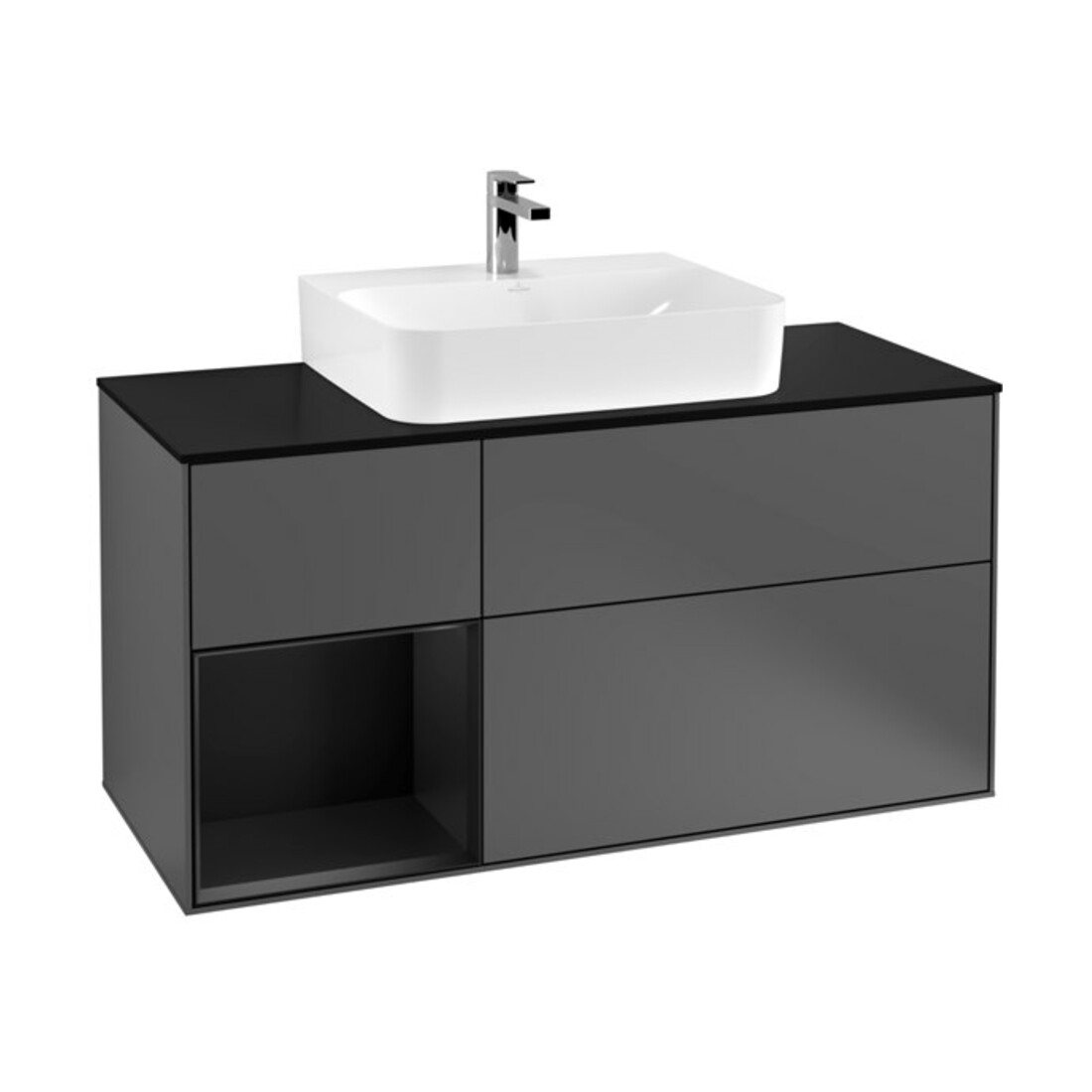 V&B Meuble sous lavabo Finion 120 cm, Pl b m, Rg l b m Lac, Anthracite m