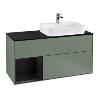 V&B Meuble sous lavabo Finion 120 cm, Pl b m, Rg l b m Lac, Oli. m Lac