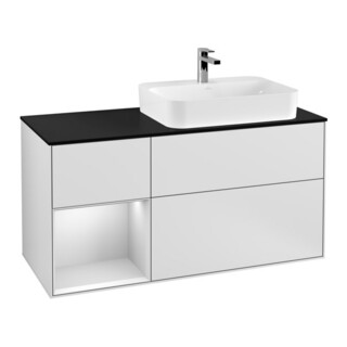 V&B Meuble sous lavabo Finion 120 cm, Pl b m, Rg l blc m laqué, blc m laqué