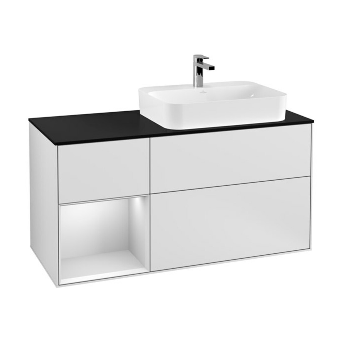 V&B Meuble sous lavabo Finion 120 cm, Pl b m, Rg l blc m laqué, blc m laqué