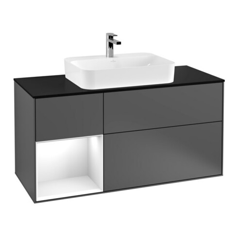 V&B Meuble sous lavabo Finion 120 cm, Pl b m, Rg l g w Lac, Anthrac. m