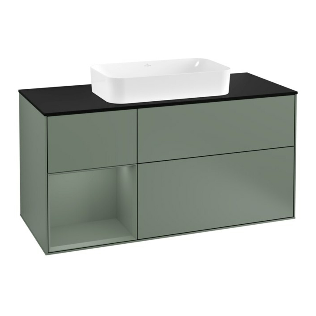 V&B Meuble sous lavabo Finion 120 cm, Pl b m, Rg l Ol m Lac, Oli. m Lac