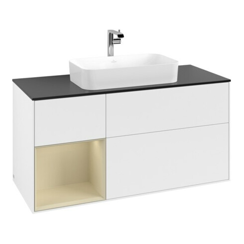 V&B Meuble sous lavabo Finion 120 cm, Pl b m, Rg l si G m La, blanc m Lac