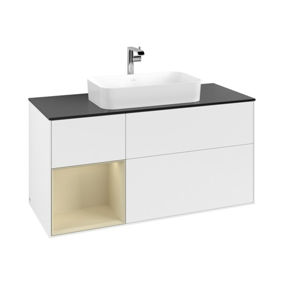 V&B Meuble sous lavabo Finion 120 cm, Pl b m, Rg l si G m La, blanc m Lac