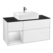 V&B Meuble sous-lavabo Finion 120 cm, Pl b m, Rg l w m Lac, blanc brillant Lac