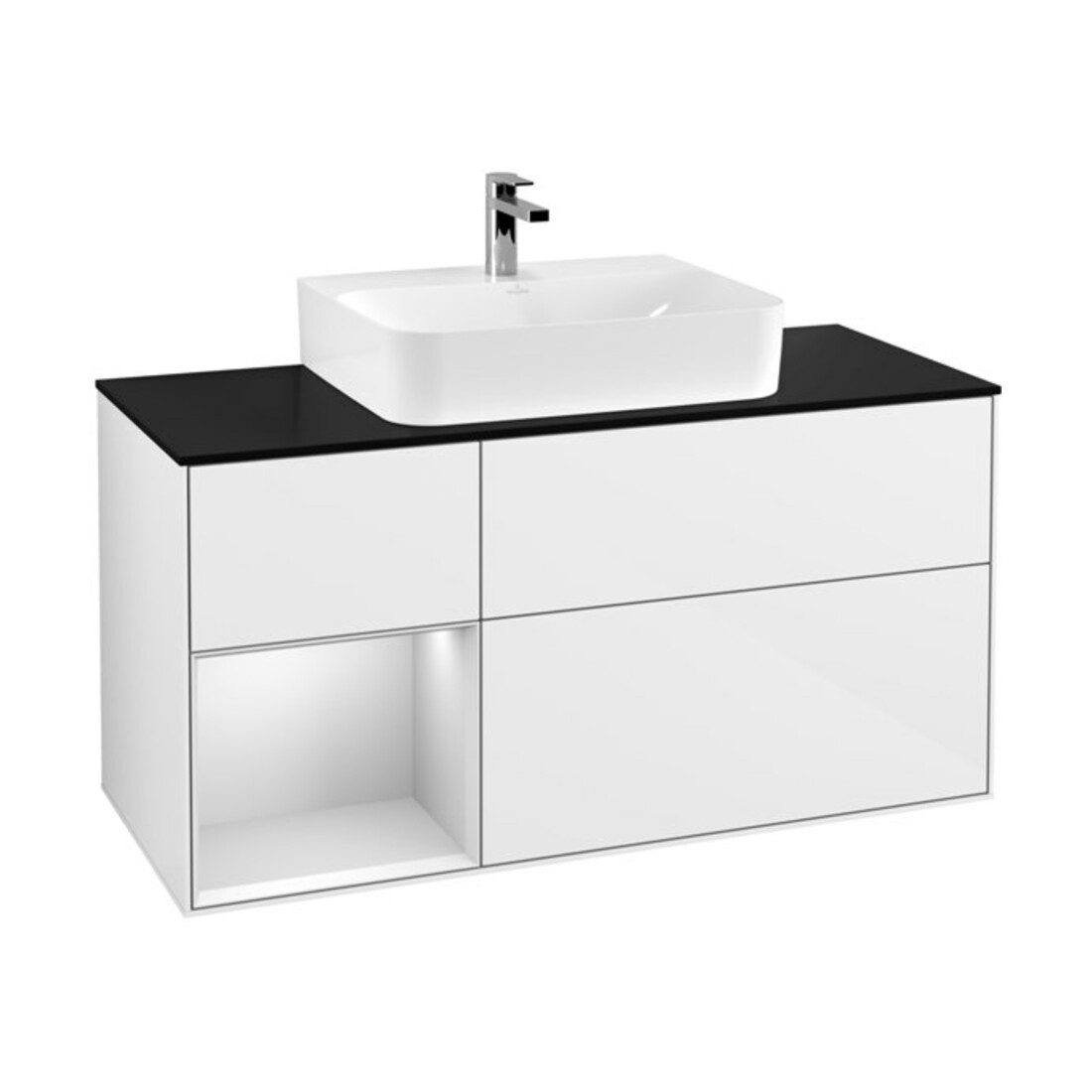 V&B Meuble sous-lavabo Finion 120 cm, Pl b m, Rg l w m Lac, blanc brillant Lac