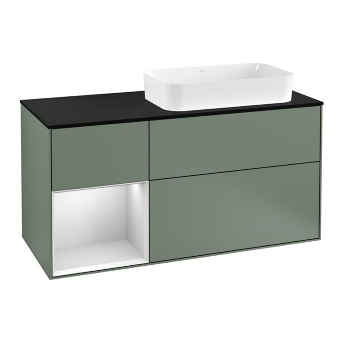 V&B Meuble sous lavabo Finion 120 cm, Pl b m, Rg l w m Lac, Oli. m Lac