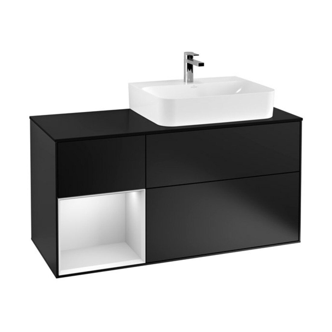 V&B Meuble sous lavabo Finion 120 cm, Pl b m, Rg l wh. m Lac, bla m Lac