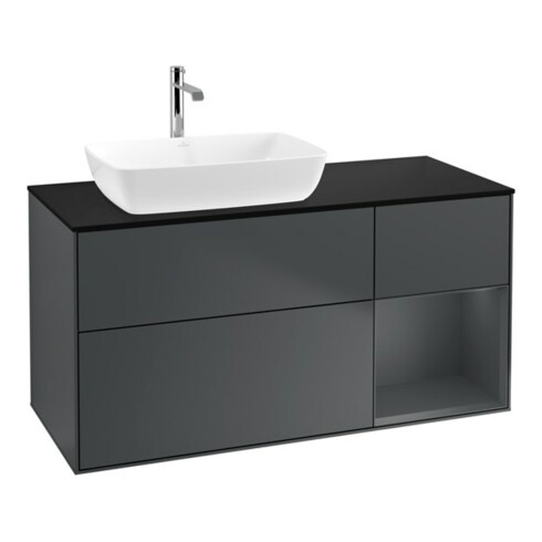 V&B Meuble sous lavabo Finion 120 cm, Pl b m, Rg md m Lac, md bl. m Lac