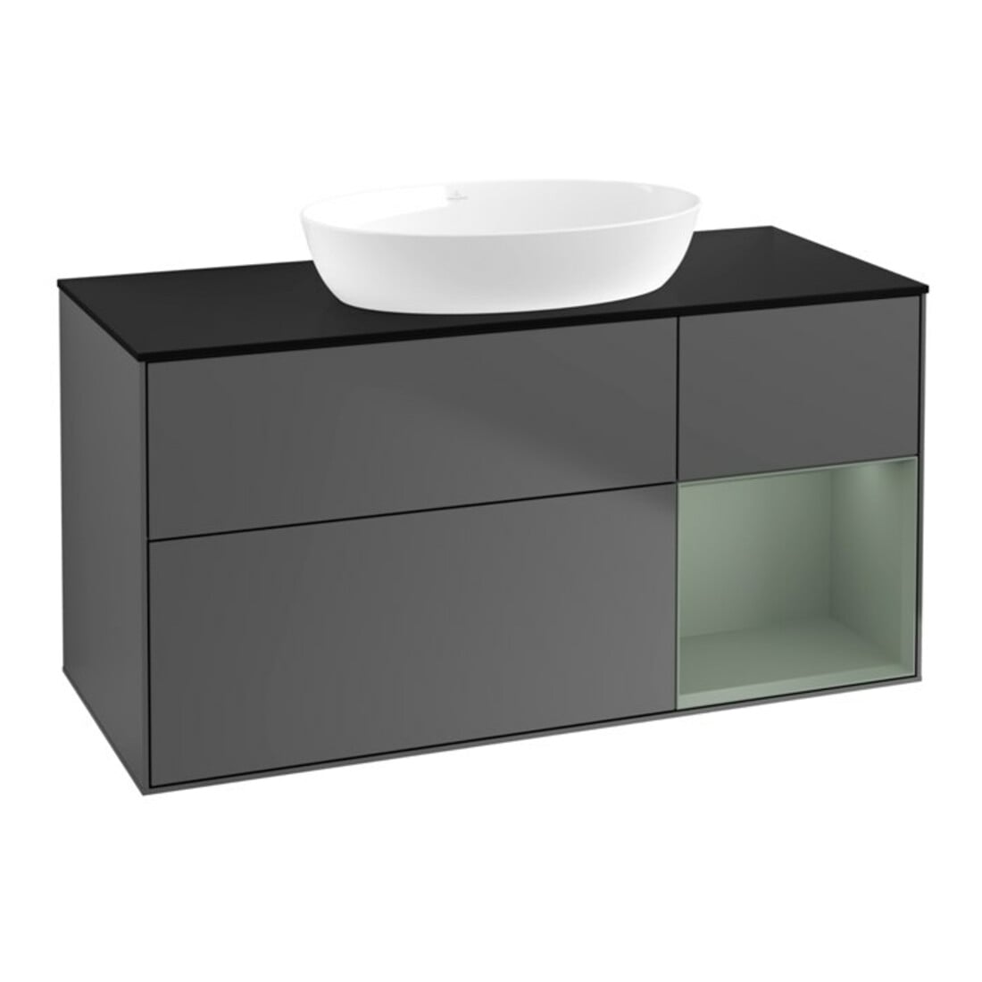 V&B Meuble sous lavabo Finion 120 cm, Pl b m, Rg Oli. m Lac, Anthrac. m