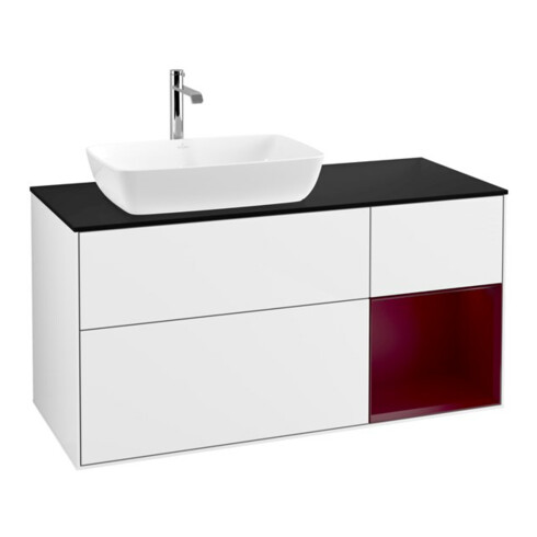 V&B Meuble sous lavabo Finion 120 cm, Pl b m, Rg Peo m Lac, blanc brillant Lac