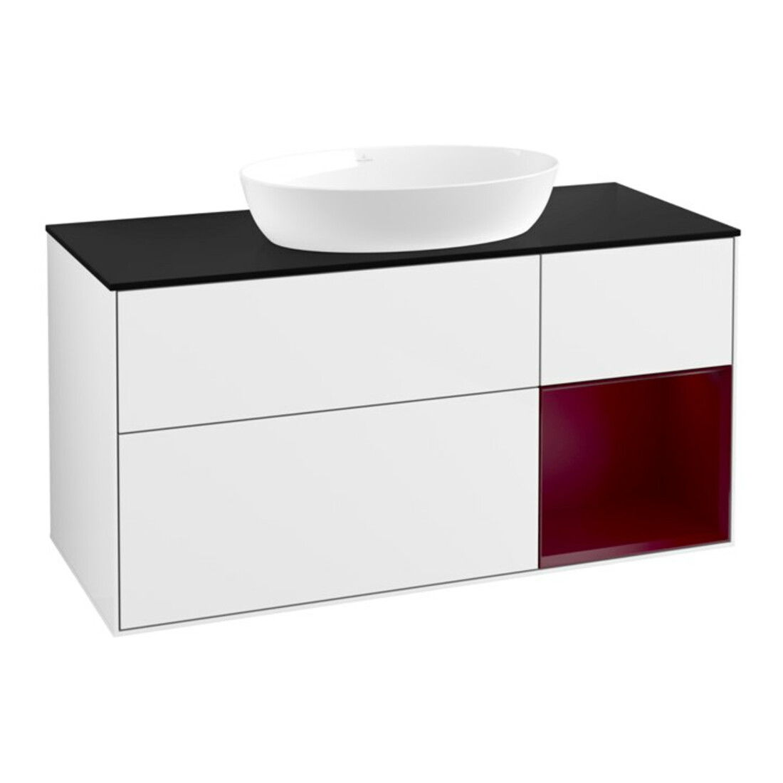 V&B Meuble sous lavabo Finion 120 cm, Pl b m, Rg Peo m Lac, blanc brillant Lac