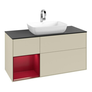 V&B Meuble sous lavabo Finion 120 cm, Pl b m, Rg Peo m Lac, si Gr m Lac
