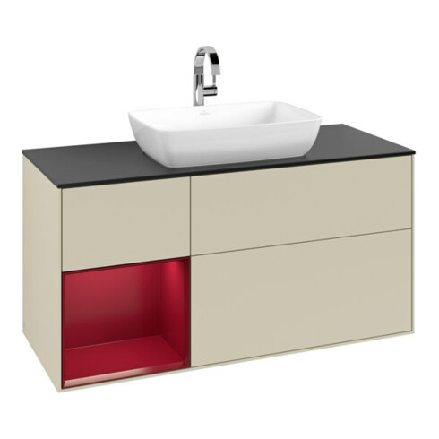 V&B Meuble sous lavabo Finion 120 cm, Pl b m, Rg Peo m Lac, si Gr m Lac