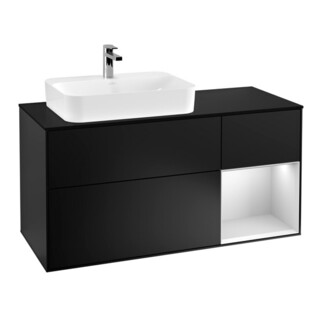 V&B Meuble sous lavabo Finion 120 cm, Pl b m, Rg r blc m laq, bla m laq