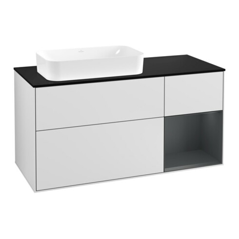 V&B Meuble sous lavabo Finion 120 cm, Pl b m, Rg r md b m La, blanc m Lac