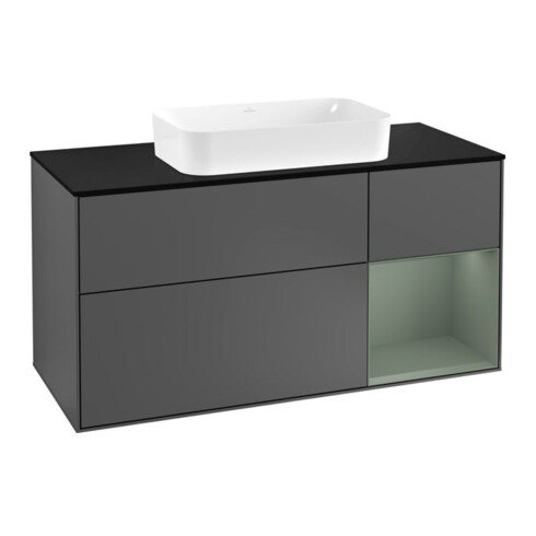 V&B Meuble sous lavabo Finion 120 cm, Pl b m, Rg r Ol m Lac, Anthrac. m