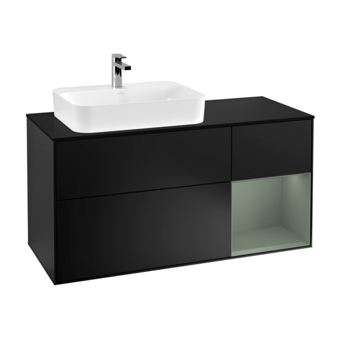 V&B Meuble sous lavabo Finion 120 cm, Pl b m, Rg r Ol m Lac, bla m Lac