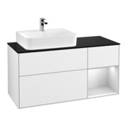 V&B Meuble sous lavabo Finion 120 cm, Pl b m, Rg r w m Lac, blanc brillant Lac