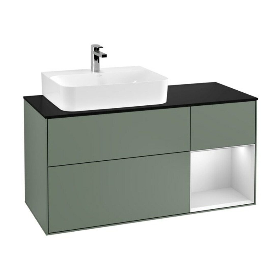 V&B Meuble sous lavabo Finion 120 cm, Pl b m, Rg r w m Lac, Oli. m Lac