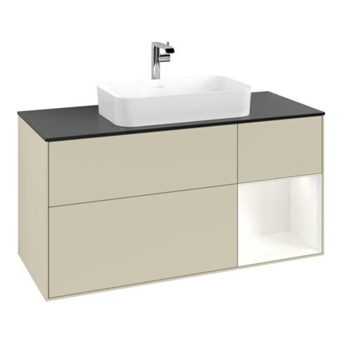 V&B Meuble sous lavabo Finion 120 cm, Pl b m, Rg r w m Lac, si Gr m Lac