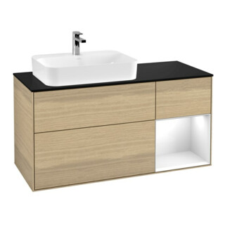 V&B Meuble sous lavabo Finion 120 cm, Pl b m, Rg re brillant blanc, Lac, Oa ven