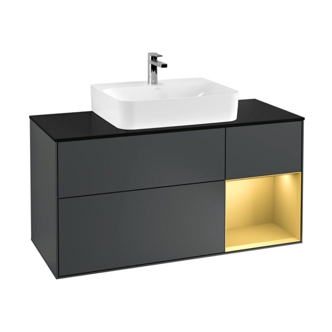 V&B Meuble sous lavabo Finion 120 cm, Pl b m, Rg re gol m, md bl. m Lac
