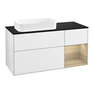 V&B Meuble sous lavabo Finion 120 cm, Pl b m, Rg re Oa ven, blanc brillant Lac