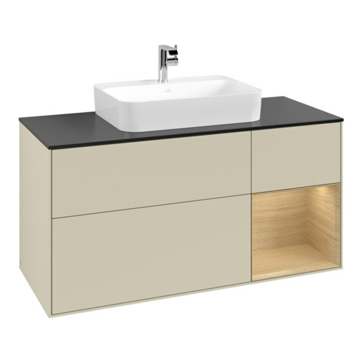 V&B Meuble sous lavabo Finion 120 cm, Pl b m, Rg re Oa ven, si Gr m Lac