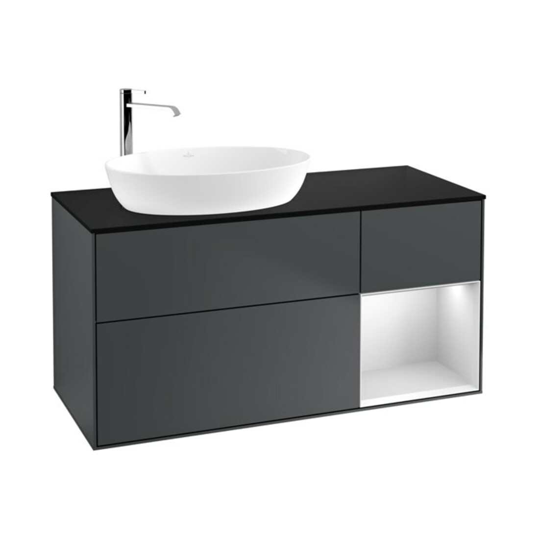 V&B Meuble sous lavabo Finion 120 cm, Pl b m, Rg w m Lac, md bl. m Lac