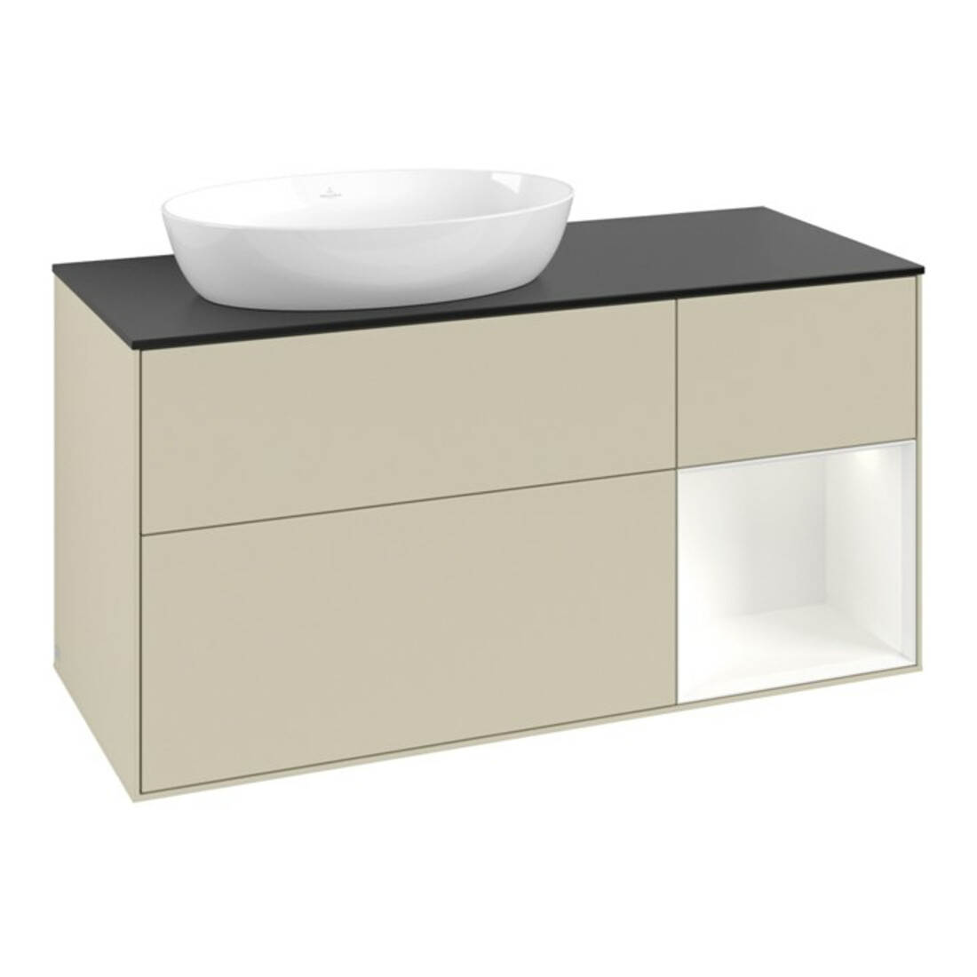 V&B Meuble sous lavabo Finion 120 cm, Pl b m, Rg wh. m Lac, si Gr m Lac