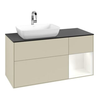 V&B Meuble sous lavabo Finion 120 cm, Pl blanc mat, Arrière blanc mat laqué, côtés gris mat laqué
