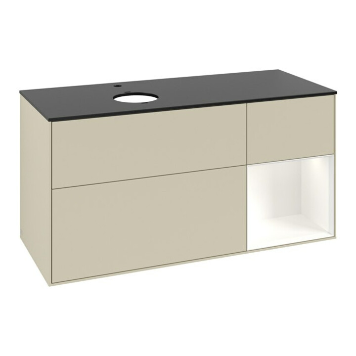 V&B Meuble sous lavabo Finion 120 cm, Pl blanc mat, Arrière blanc mat laqué, côtés gris mat laqué