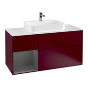 V&B Meuble sous lavabo Finion 120 cm, pl blanc mat, étagère gauche anthracite mat, poignée mat-1