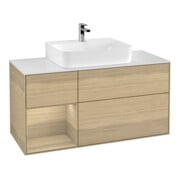 V&B Meuble sous-lavabo Finion 120 cm, Pl blanc mat, Étagère gauche, Oa ven, Oa ven