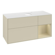 V&B Meuble sous-lavabo Finion 120 cm, pl blanc mat, face argentée mate laquée, gris mat laqué-3