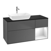V&B Meuble sous-lavabo Finion 120 cm, Pl blanc mat, Face gris anthracite, laqué