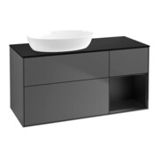 V&B Meuble sous lavabo Finion 120 cm, Pl blanc mat, Porte bleue mat Lac, Anthracite m